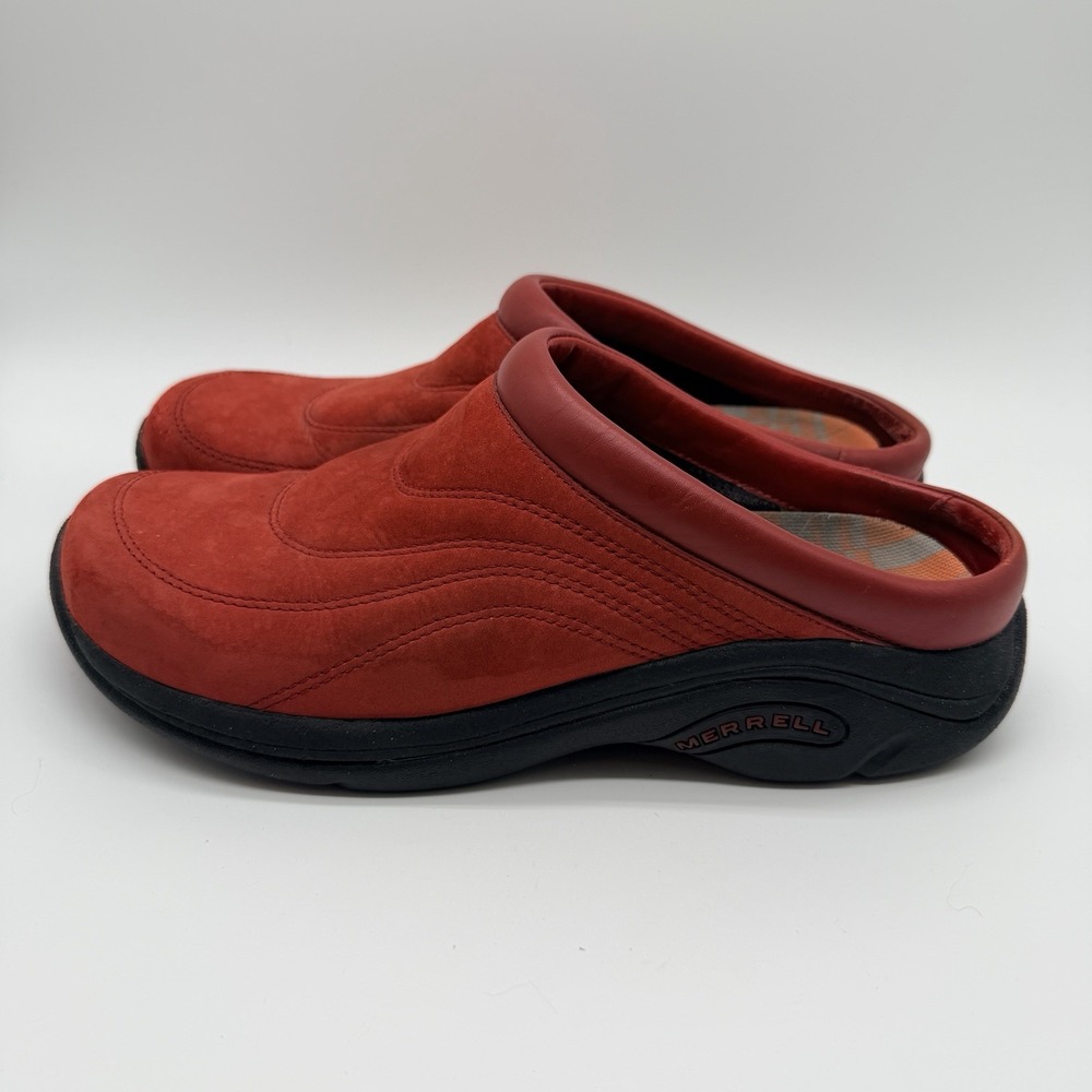 Merrell Shoes Women's Sz 10 Red Moc Primo Quilted Slide Mules Earth